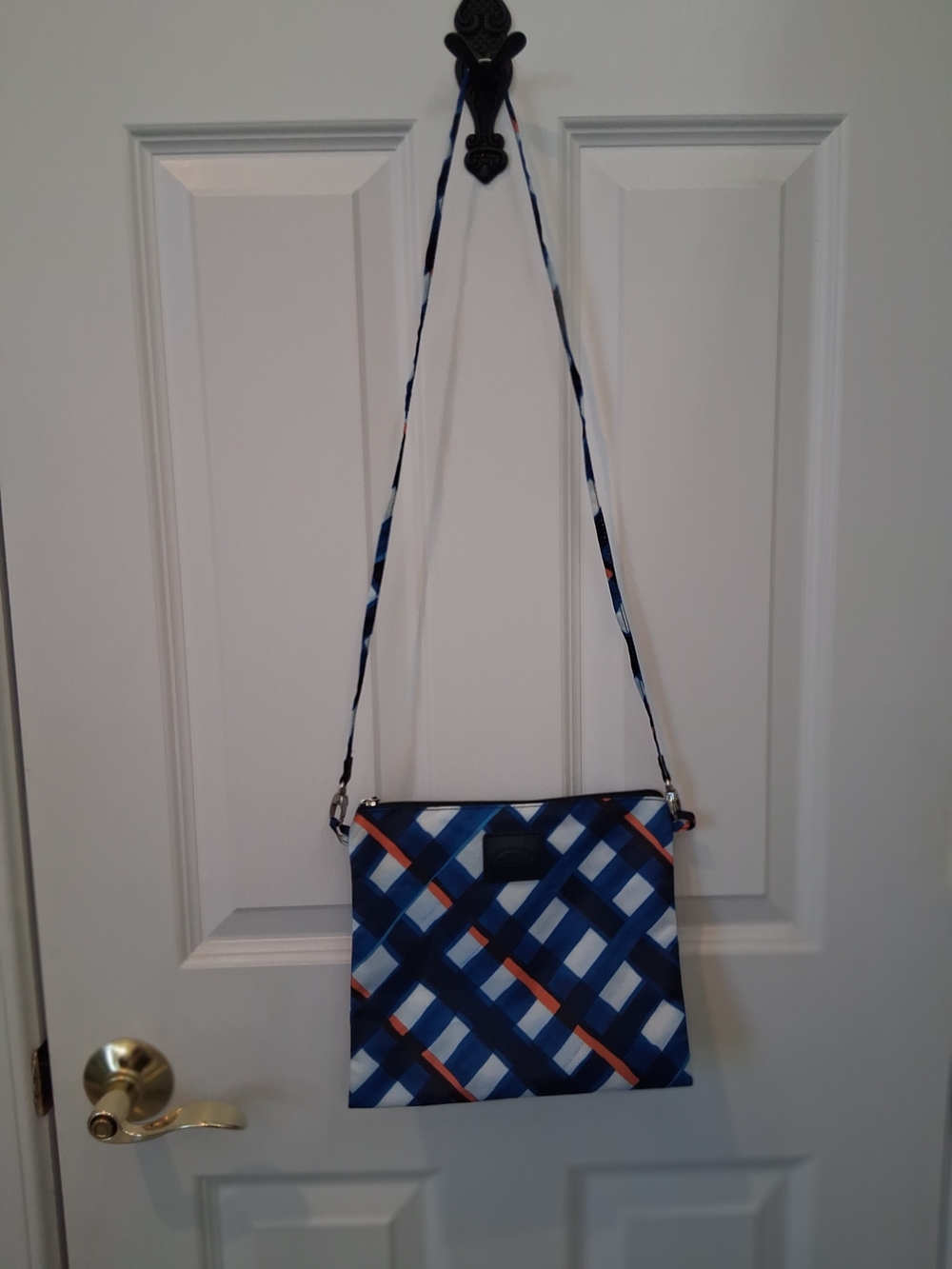 Bric's Blue Geometric Plaid Travel Tote with Matching Pouch - Picture 6 of 10